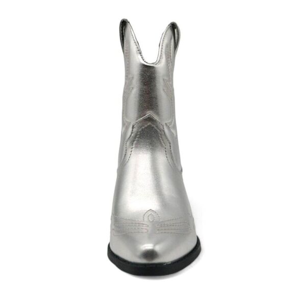 Soda Rigging S  Size 7 Silver Metallic Embroidered Western Stitch Ankle Boots - Picture 10 of 15